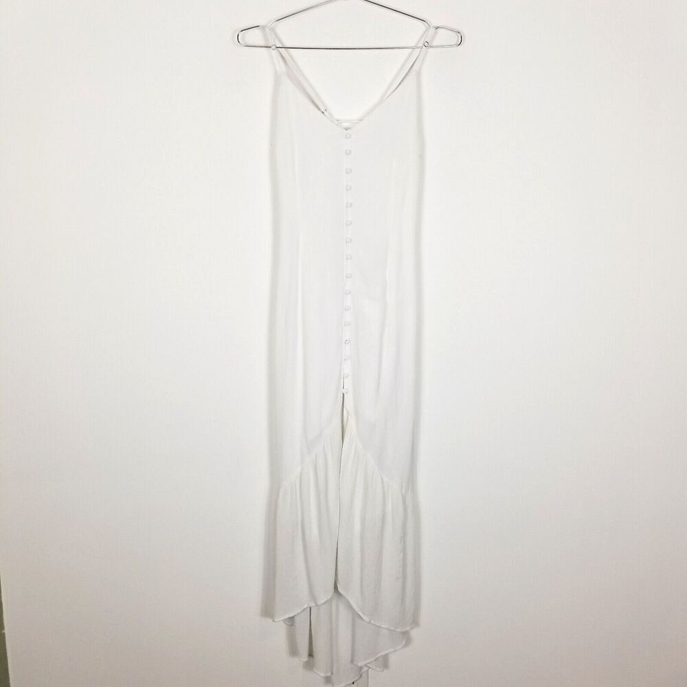 Abercrombie Fitch Women Button Through White‎ Maxi Dress Sz L Spaghetti Straps